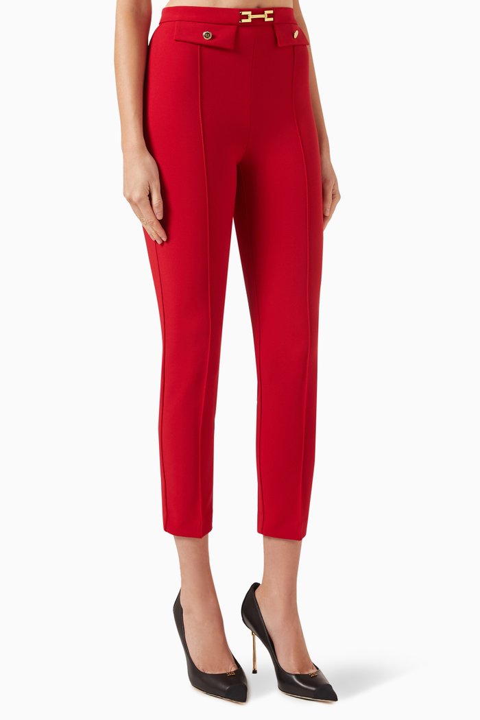

Horsebit-detail Pants in Crepe, Red