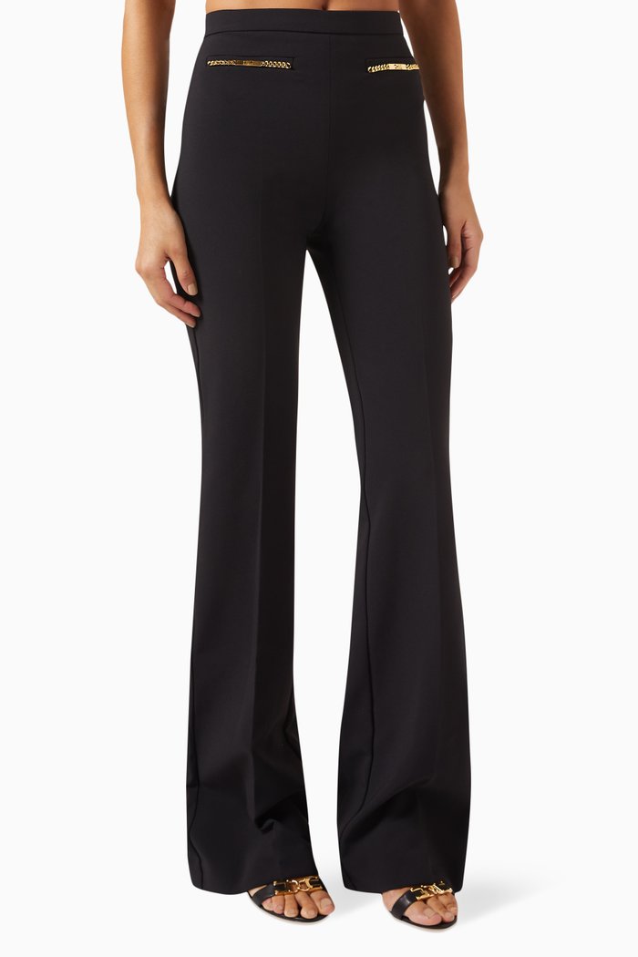 

Horsebit Palazzo Pants in Crêpe, Black
