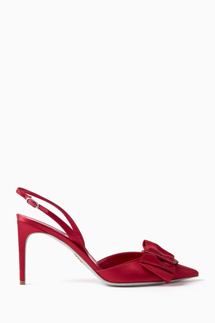 

Cleo Slingback Sandals in Satin, Red