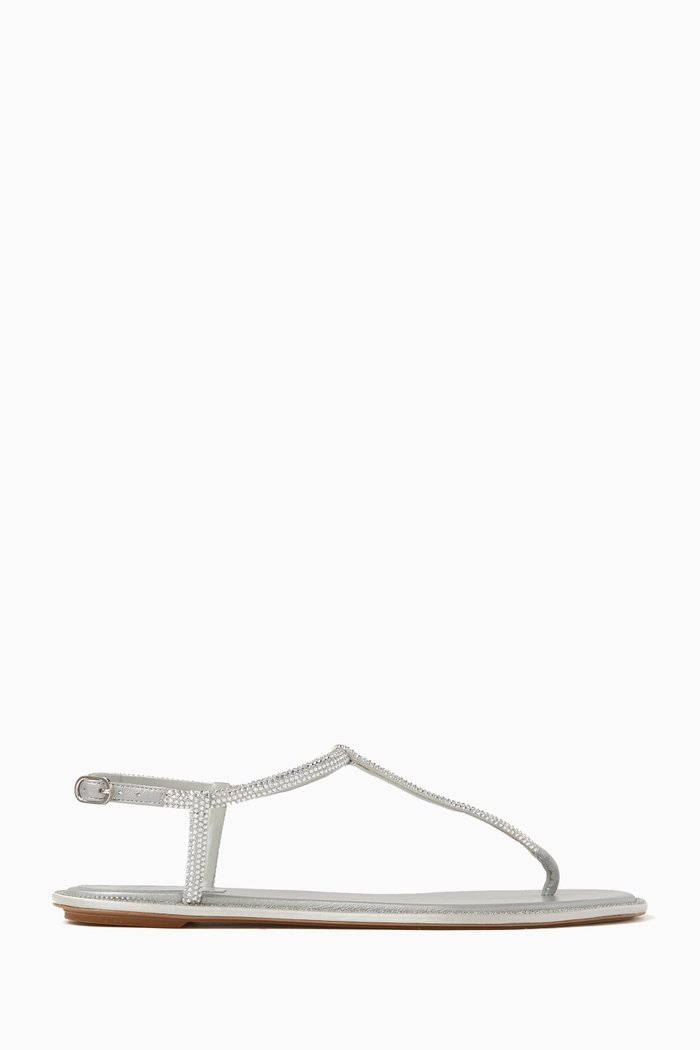 

Diana Crystal-Embellished Sandals in Satin and Leather, Grey