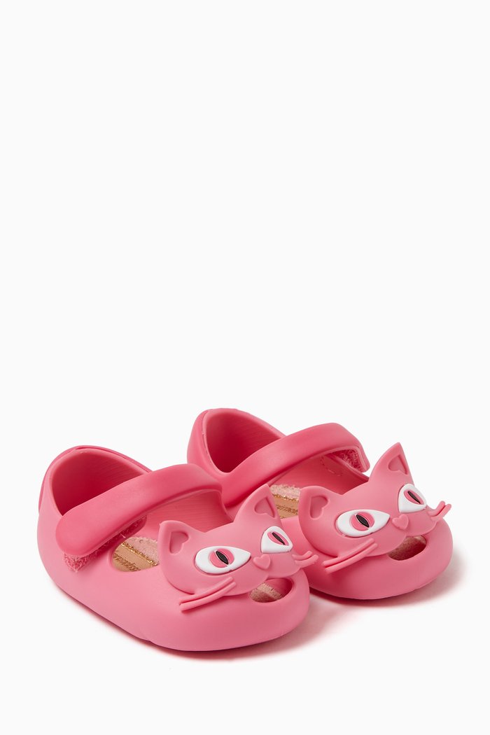 

Cat-motif Ballerina Flats in Melflex® PVC, Pink