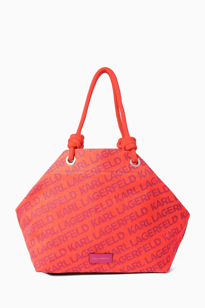 

K/Logo Beach Tote in Canvas, Red