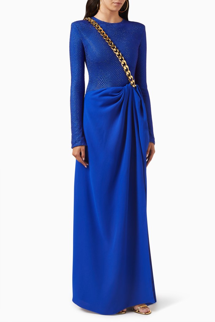 Sparkle Twist Chain Maxi Dress, Blue