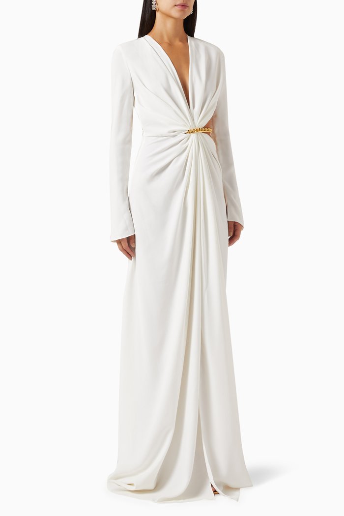 Twist Chain Maxi Dress in Jersey, White