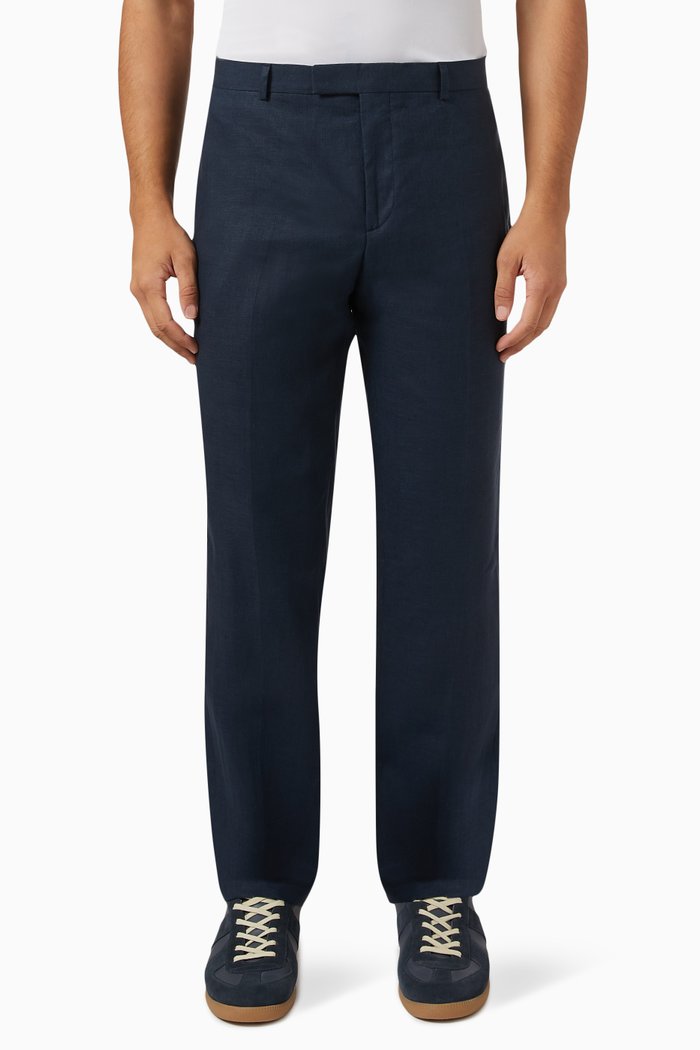 

Tailored Pants in Linen, Blue