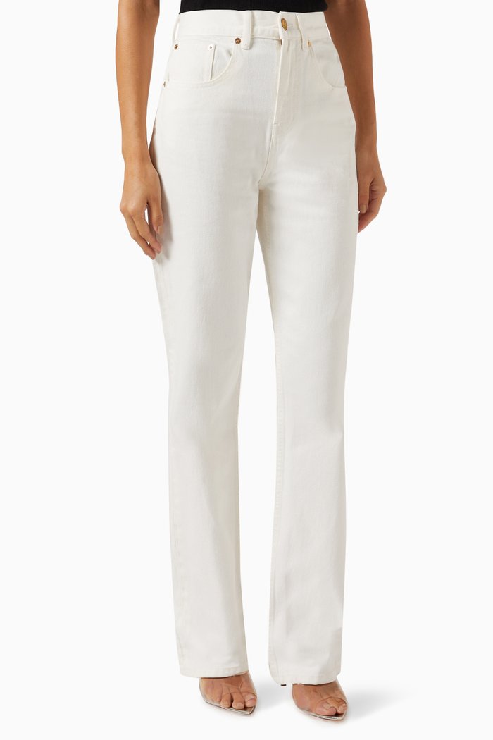 

Mid-rise Straight-leg Jeans in Cotton, White