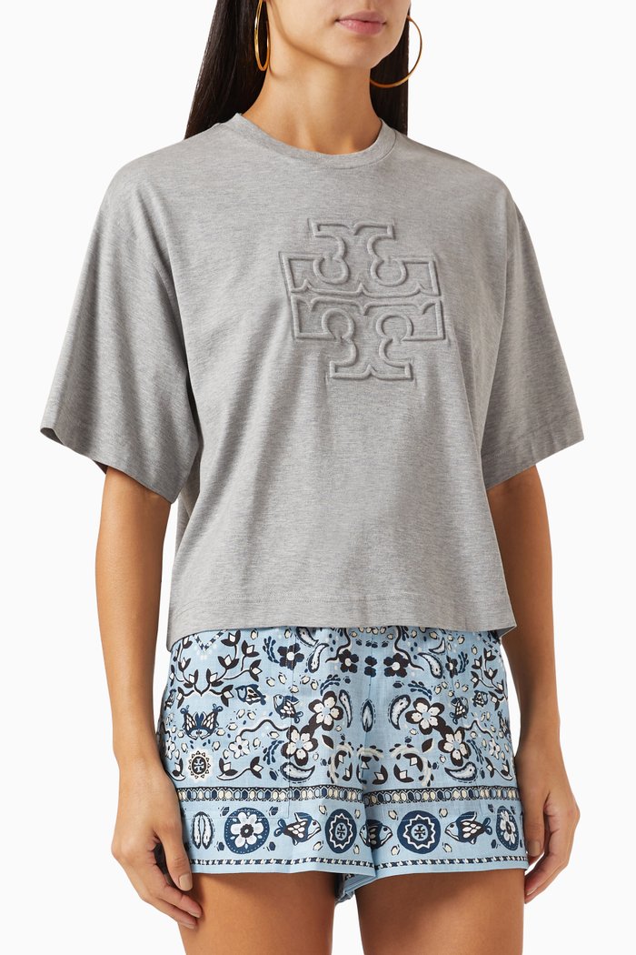 

Logo Embellished T-shirt in Cotton, Grey