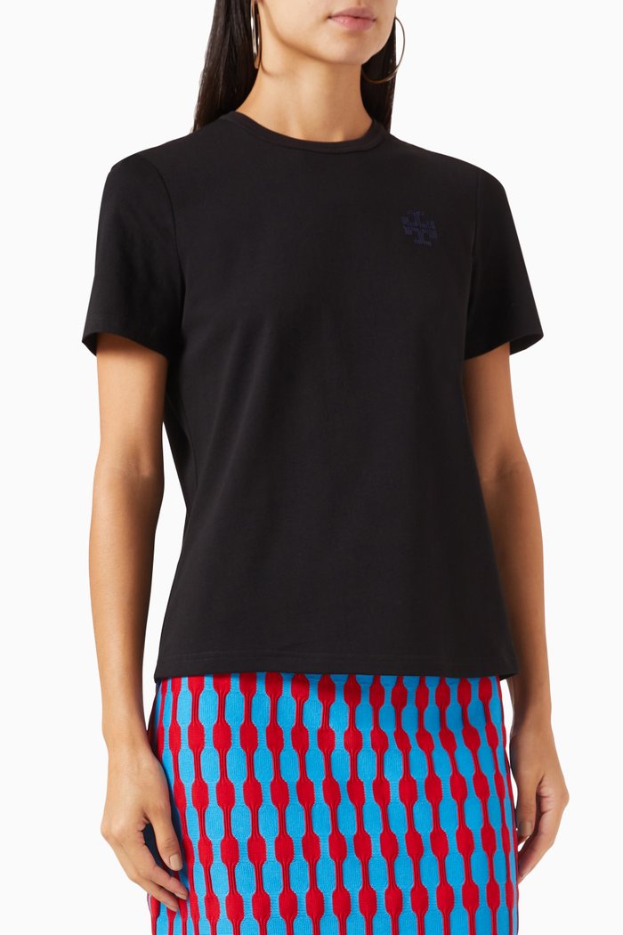 

Embellished Logo T-shirt in Cotton, Black