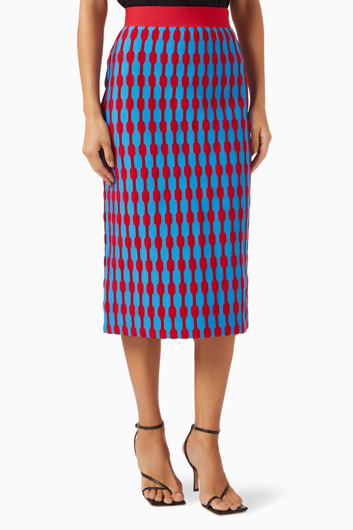 

Bubble Striped Midi Skirt, Blue