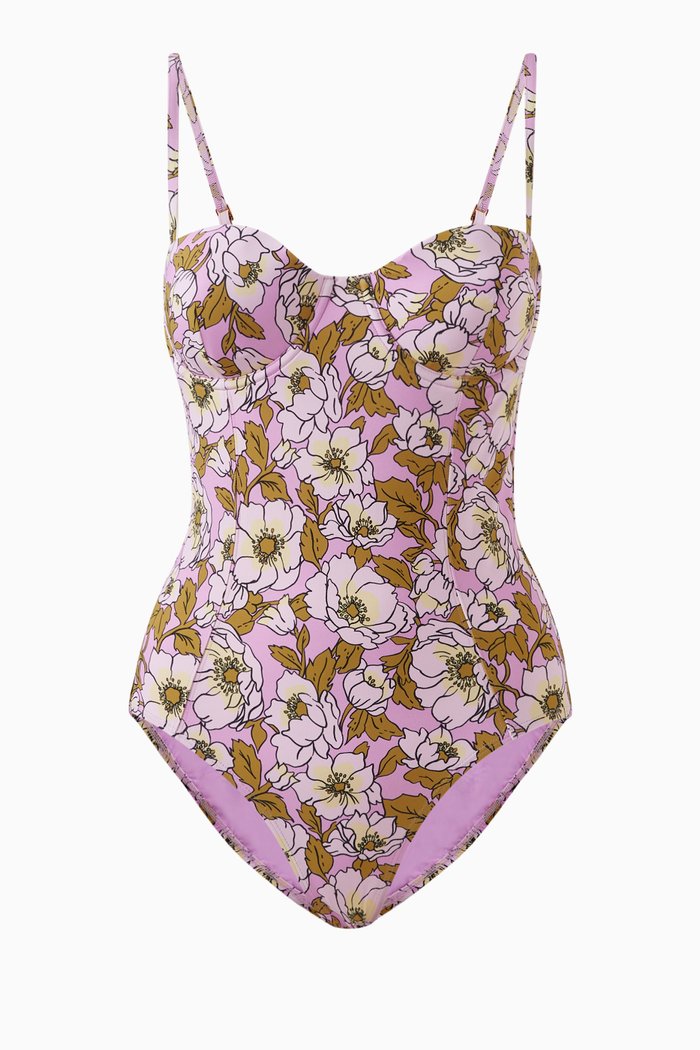 

Floral Underwired One-piece Swimsuit in Nylon, Pink