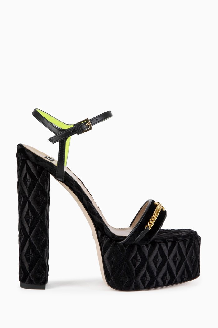 

Platform 140 Sandals in Velvet, Black