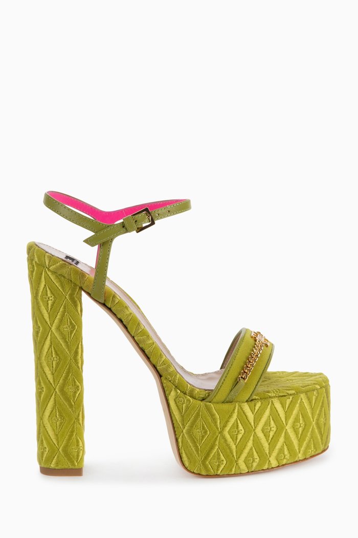 

Platform 140 Sandals in Velvet, Green