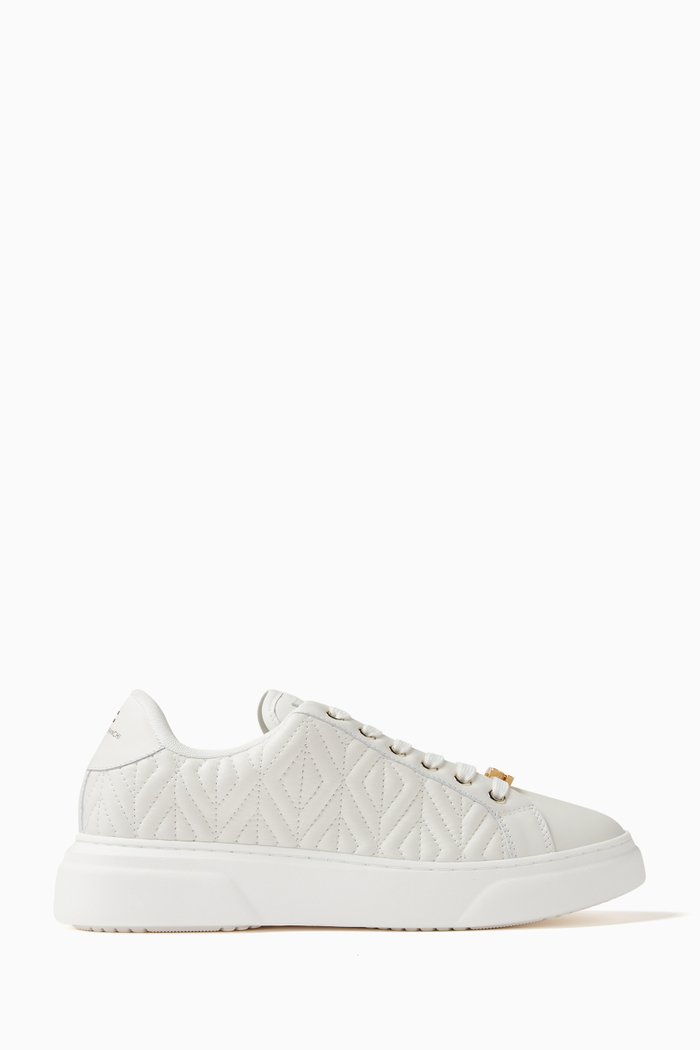 

Quilted Motif Sneakers in Leather, White