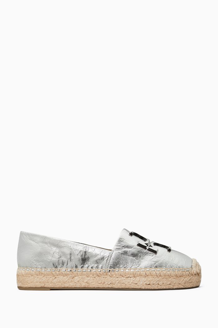 

Ines Platform Espadrilles in Metallic Leather, Silver