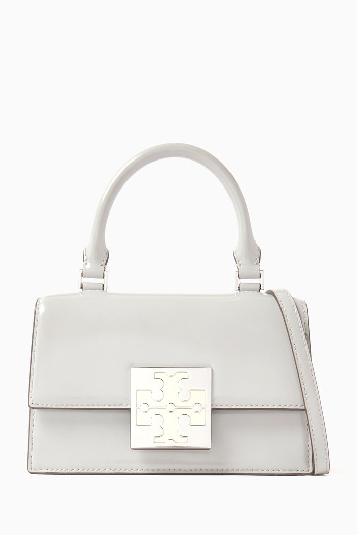 Mini Bon Bon Top Handle Bag in Patent Leather, Grey