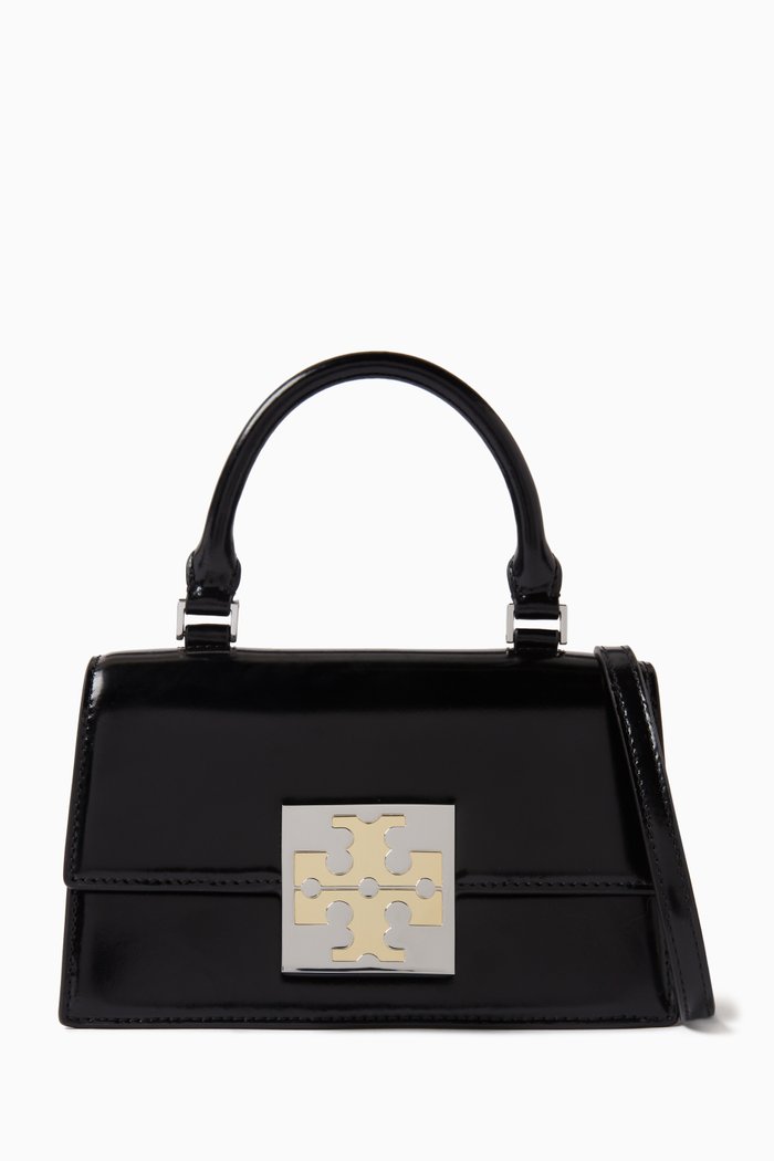 Mini Bon Bon Top Handle Bag in Patent Leather, Black