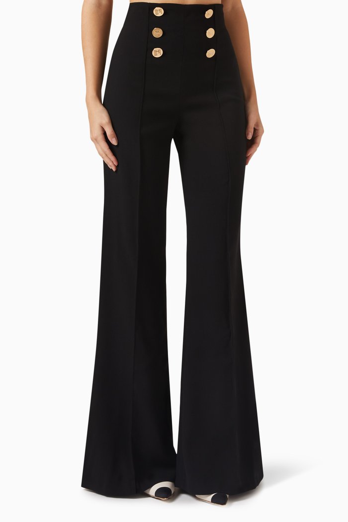 

Flared-leg Pants in Crepe, Black