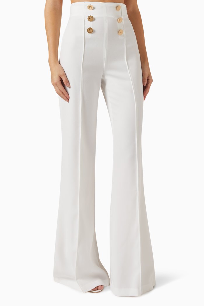 

Flared-leg Pants in Crepe, White