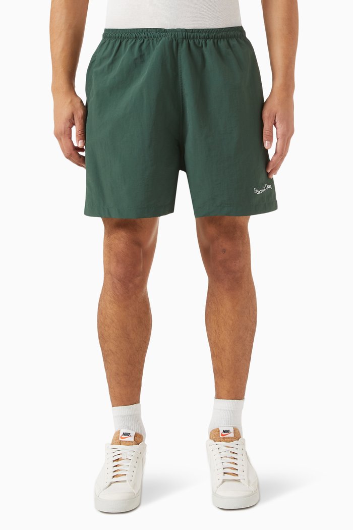 Wordmark Shorts in Nylon, Green
