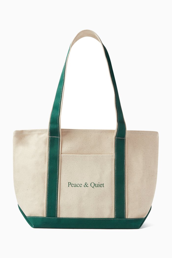 

Classic Wordmark Tote Bag in Cotton Canvas, Green