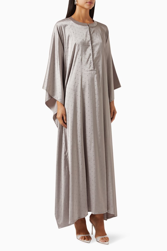 

Damia Kaftan in Stone-worked Japanese Crepe, Grey