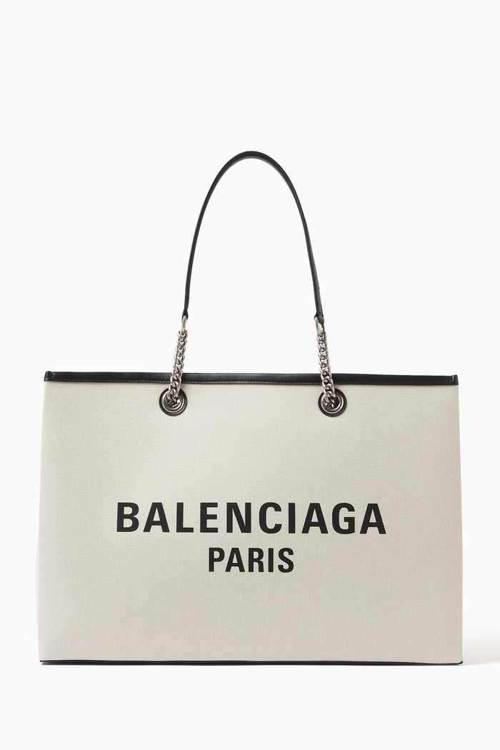 

Large Duty Free Tote Bag in Cotton Canvas, Neutral