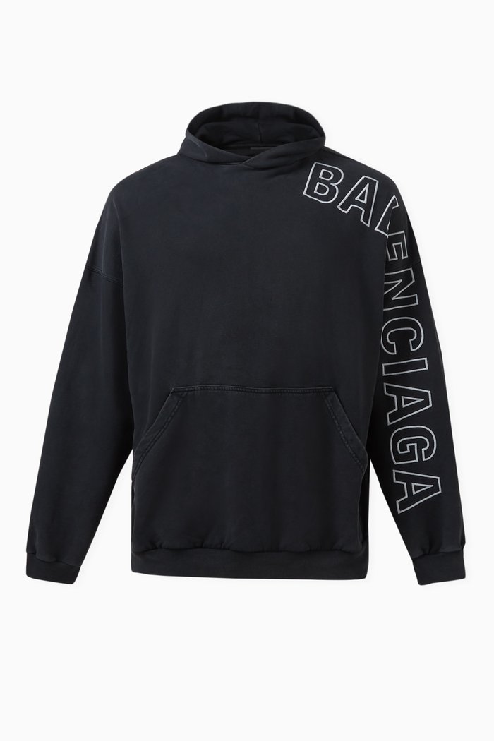 

Outline Oversized Hoodie in Curly Fleece, Black