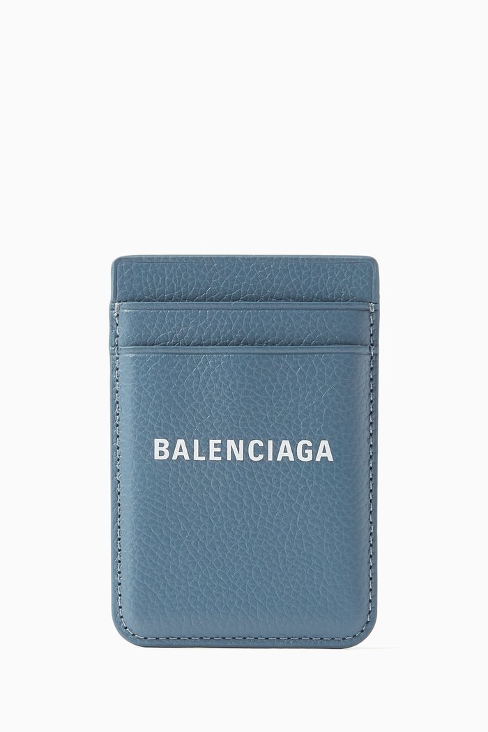 

Cash Magnet Card Holder in Grained Calfskin, Blue