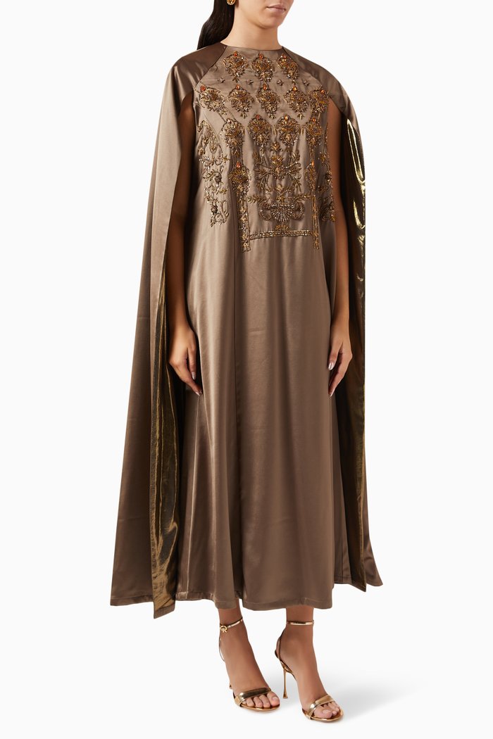 

Oaisara Cape Dress in Silk, Gold