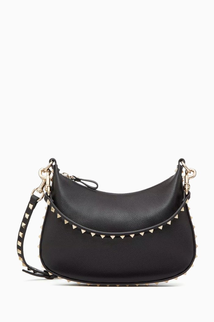 

Valentino Garavani Small Hobo Bag in Leather, Black