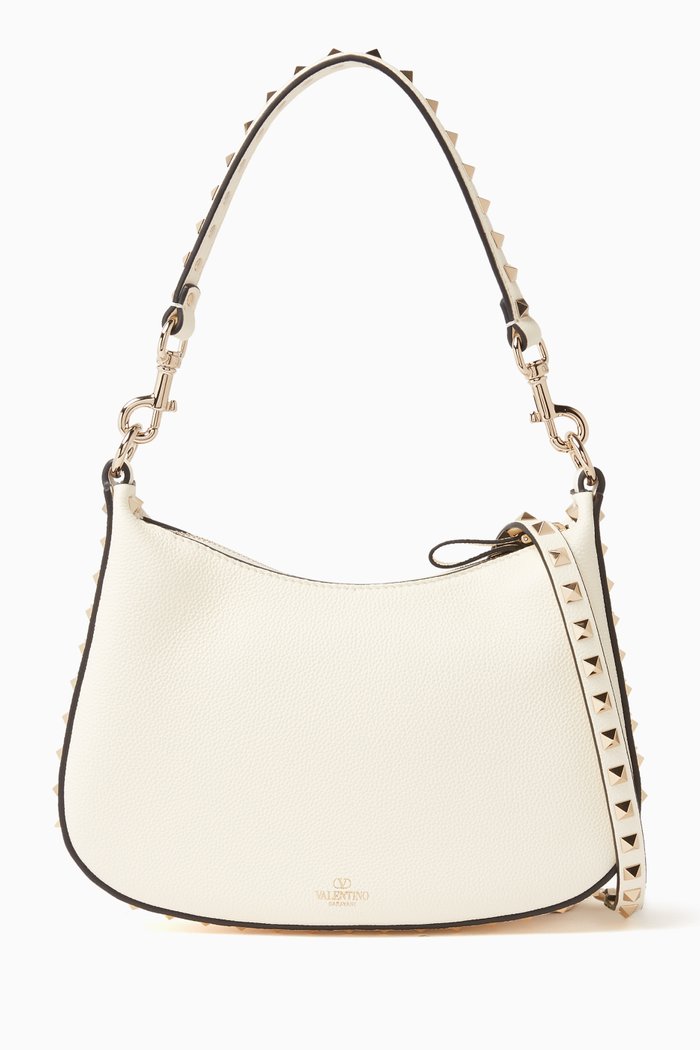 

Valentino Garavani Small Hobo Bag in Leather, Neutral