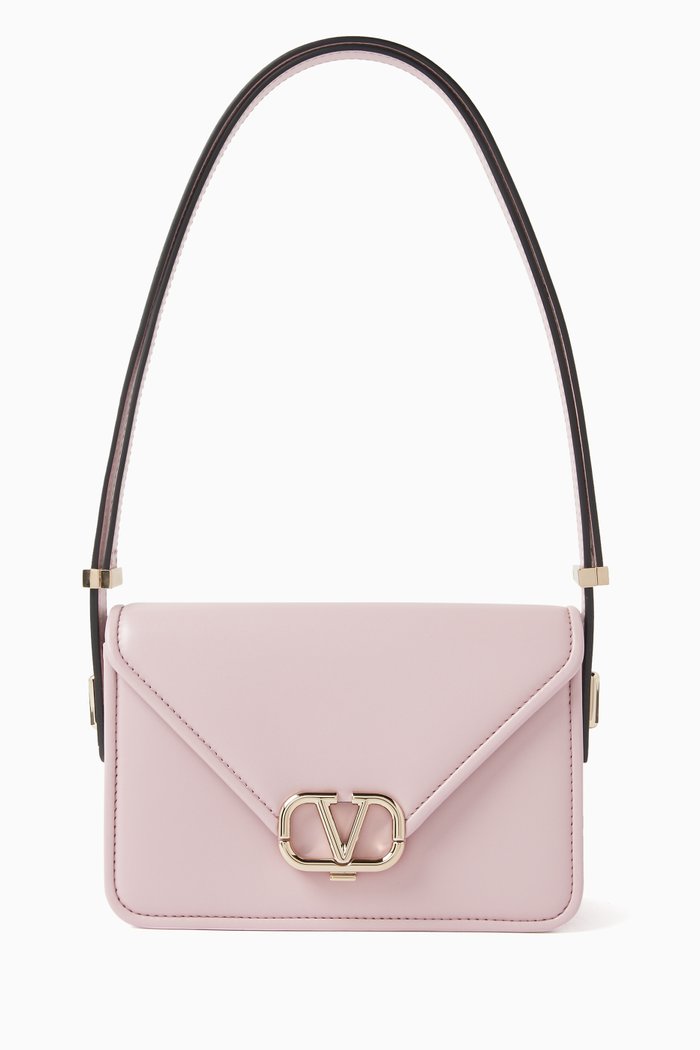 

Valentino Garavani VLOGO Letter Shoulder Bag in Leather, Purple
