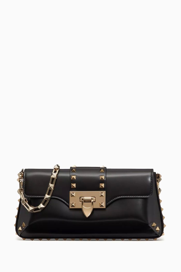 

Valentino Garavani Rockstud Shoulder Bag in Leather, Black