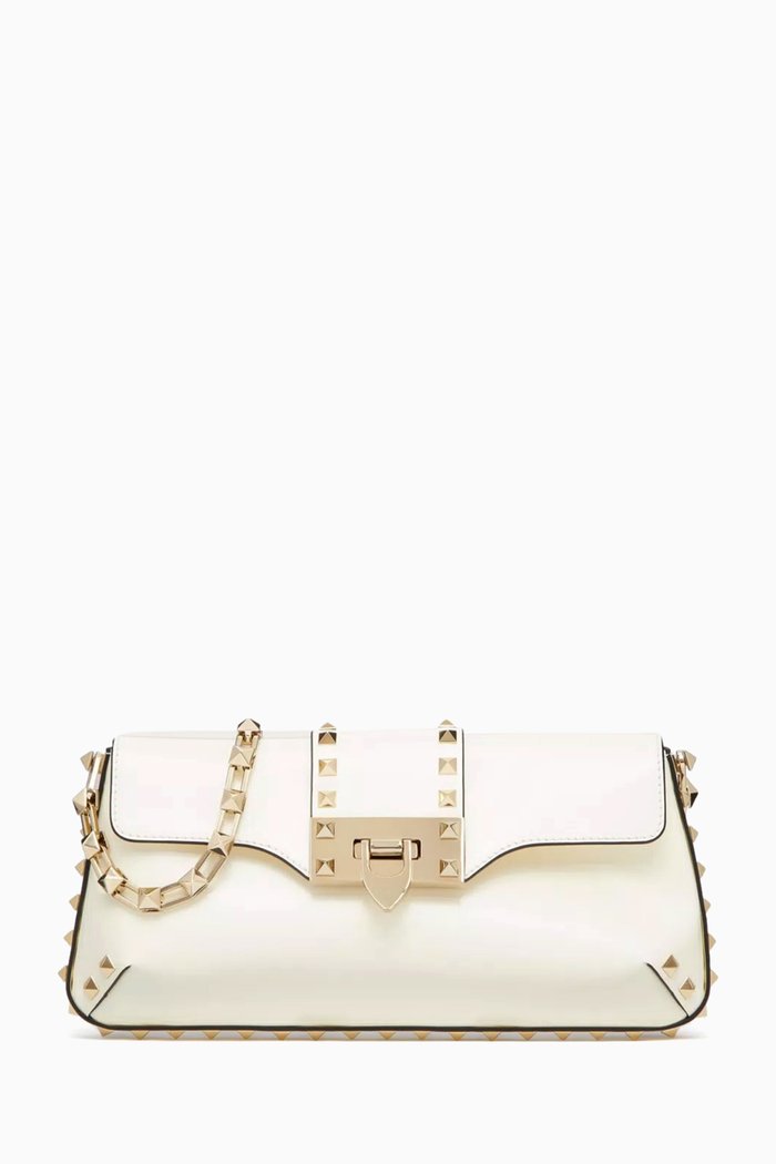 

Valentino Garavani Rockstud Shoulder Bag in Leather, Neutral