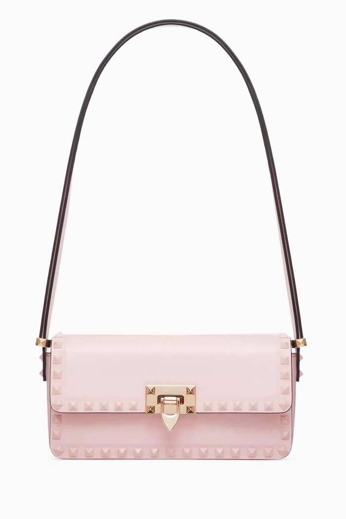 

Valentino Garavani Rockstud 23 East-West Shoulder Bag in Calfskin Leather, Pink
