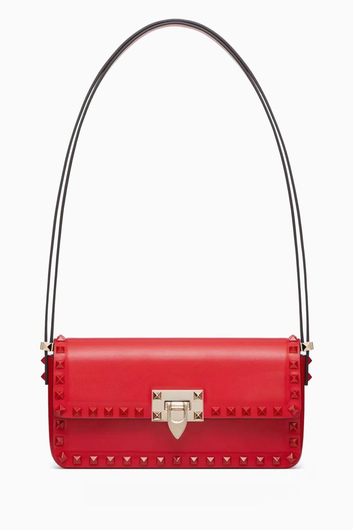 

Valentino Garavani Rockstud 23 East-West Shoulder Bag in Calfskin Leather, Red