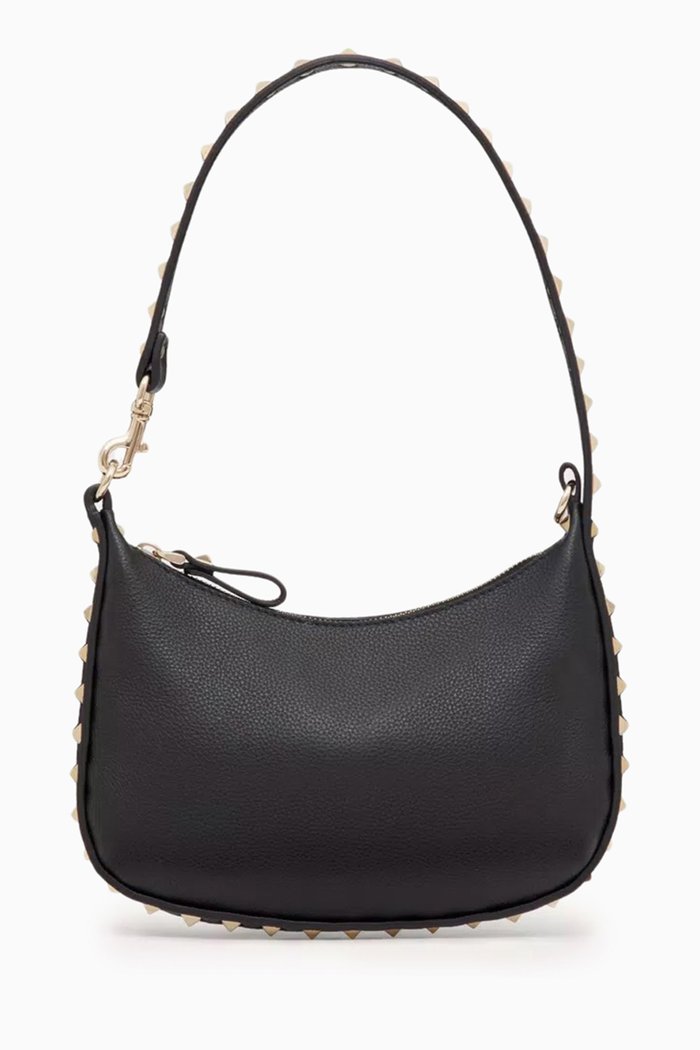 

Valentino Garavani Mini Hobo Rockstud Shoulder Bag in Leather, Black