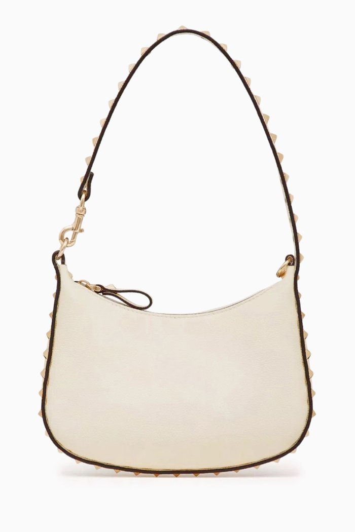 

Valentino Garavani Mini Hobo Rockstud Shoulder Bag in Leather, Neutral