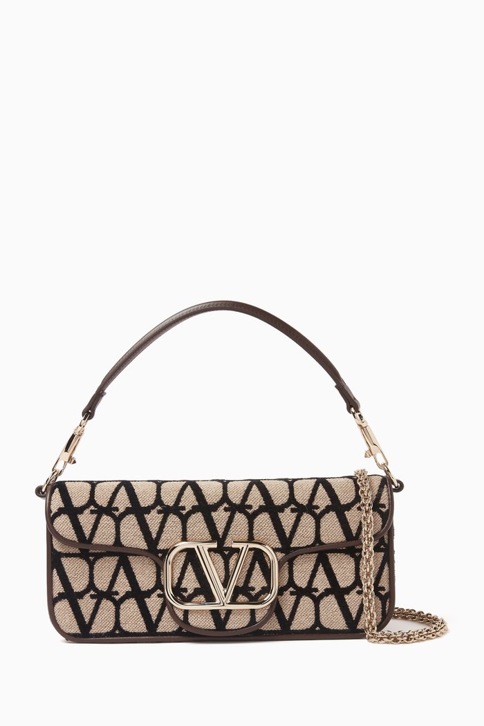 

Valentino Garavani Locò Shoulder Bag in Toile Iconographe Canvas, Brown