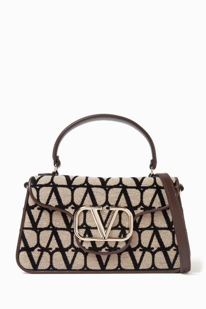 

Valentino Garavani Locò Top Handle Bag in Toile Iconographe Canvas, Brown