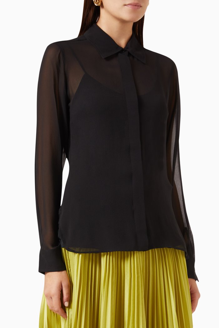 Manche Shirt in Georgette, Black