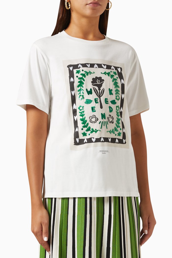 

Denaro Printed T-shirt in Cotton-jersey, White
