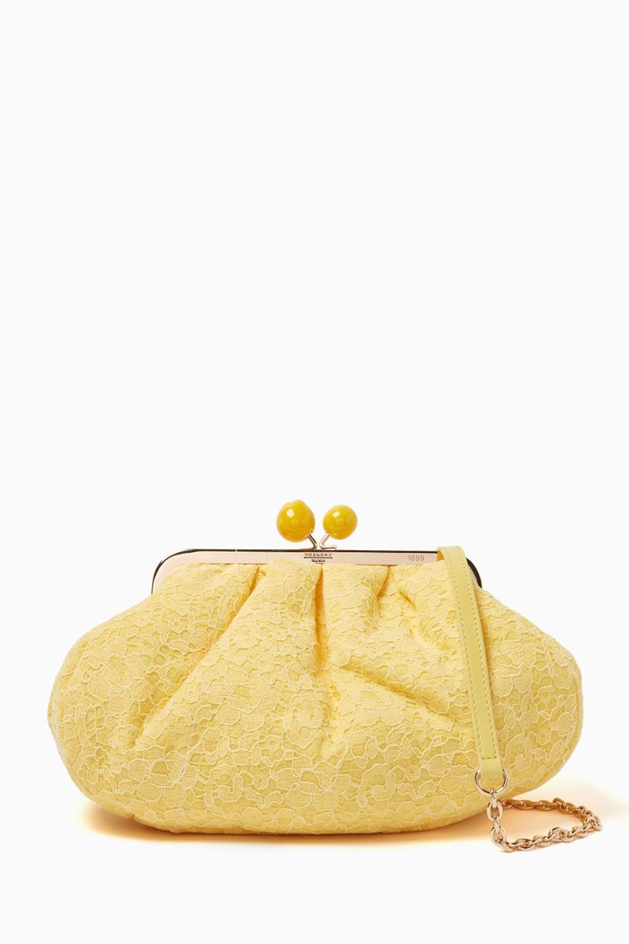 

Medium Pasticcino Clutch Bag in Guipure Lace, Yellow