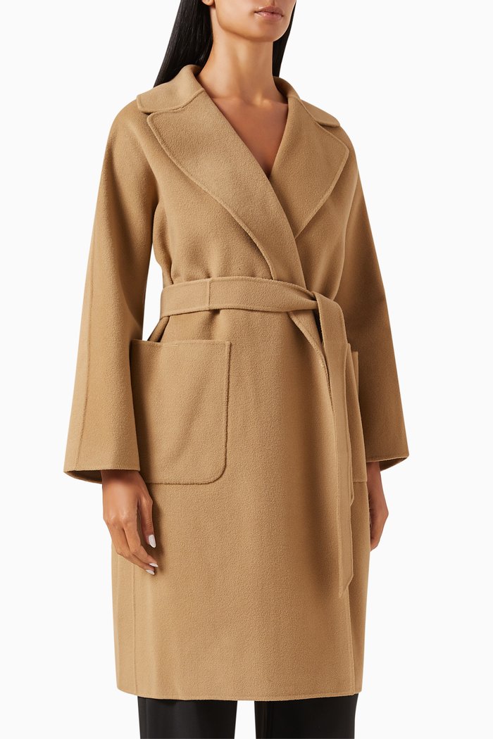 

Rovo Wrap Coat in Wool, Brown