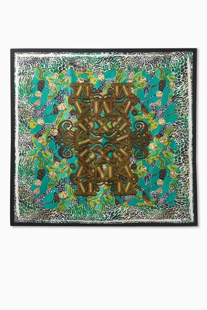 

Carre 90 Square Scarf in Silk-twill, Green