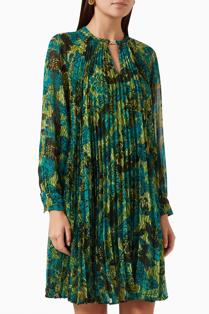 

Pina Pleated Mini Dress in Georgette, Multicolour