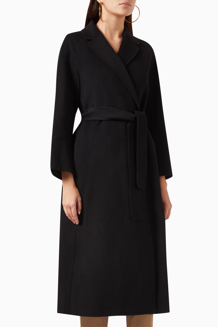 

Esturia Belted Coat in Wool, Black