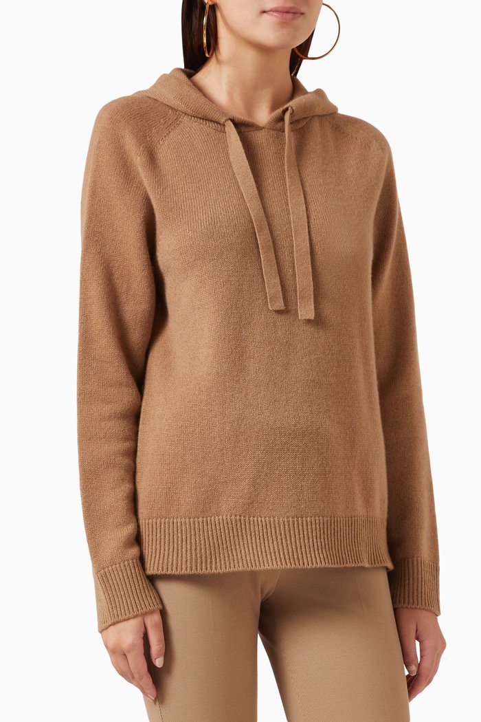 Virgola Hooded Sweater in Cashmere, Brown
