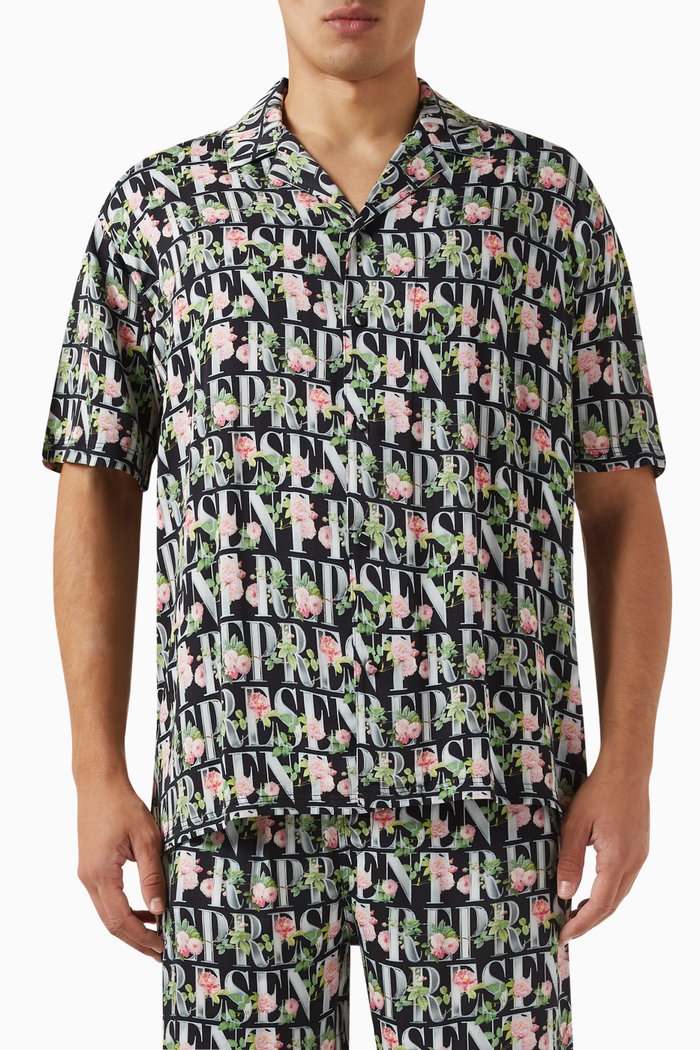 

Floral Shirt in Viscose, Black
