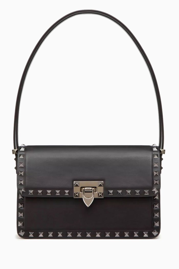 

Valentino Garavani Small Rockstud Shoulder Bag in Leather, Black